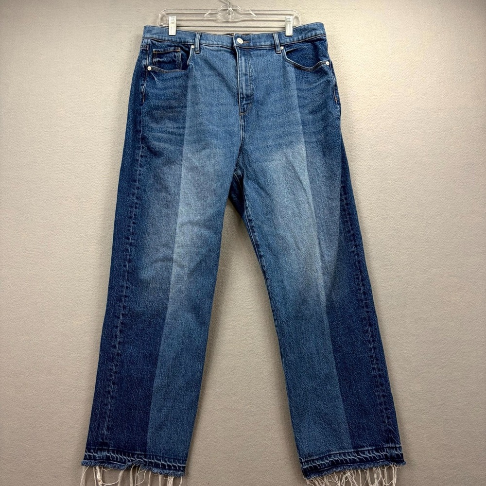 LOFT Jeans Womens 16/33 Fits 36x27 Blue Denim Pants Frayed Raw Hem Straight Boho